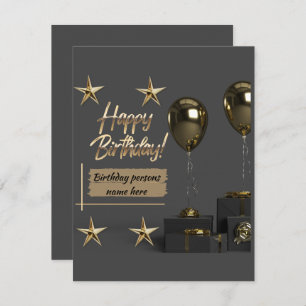 Gold Modern Customizable Happy Birthday Card