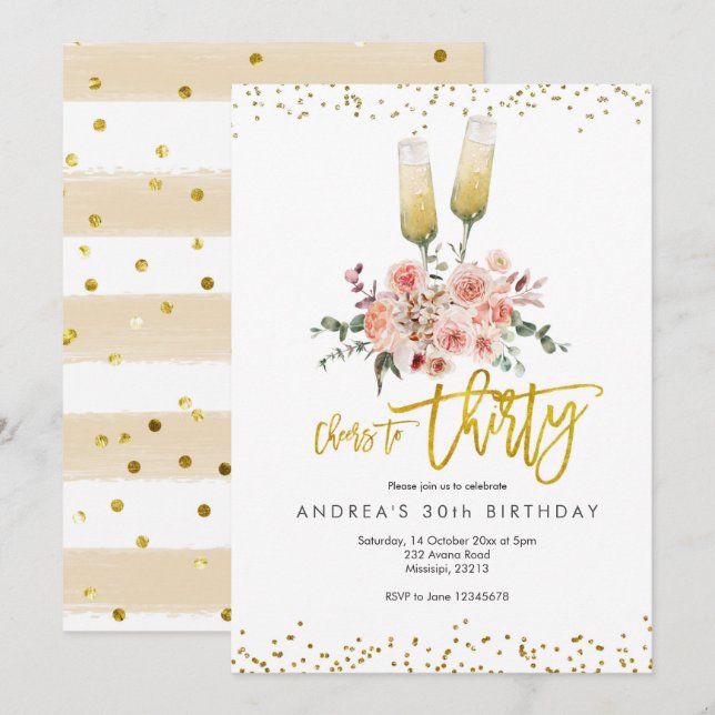 Gold Modern encourage à trente invitations (Devant / Derrière)