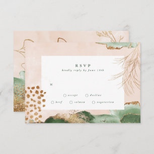 Gold Modern Eucalyptus Abstract Greenery Moss RSVP Card