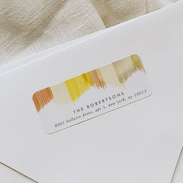 Gold Modern Fringe Return Address Labels (Gold and yellow modern fringe return address labels.)