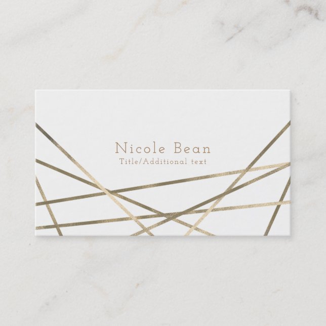 Gold Modern Geometric Lines Glam Custom Chic Business Card (Front)