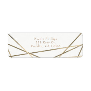 Gold Modern Geometric Lines Glam Party Invitation