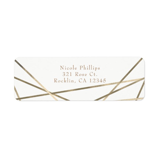 Gold Modern Geometric Lines Glam Party Invitation (Front)