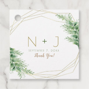Gold Modern Glam Geometric Botanical Wedding Favour Tags