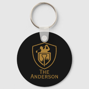 Gold Modern Golf Keychain