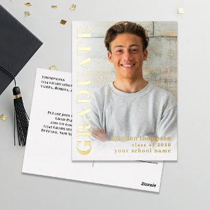 Gold Modern Graduate Photo Invitation Modèle
