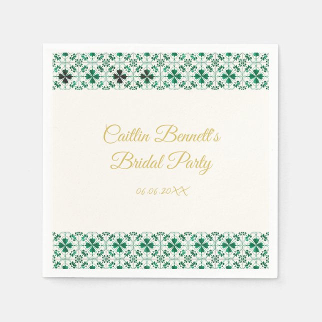 Gold Modern Green St. Patrick's Day Baby Shower Napkin (Front)