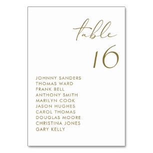Gold Modern Handwritten Script Wedding Table Number