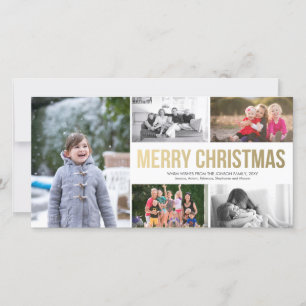 Gold Modern Joyeux Noël Collage 5 Carte photo