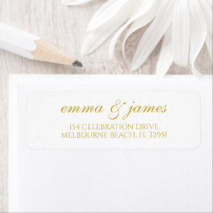 Gold   Modern Minimal Script Return Address Label