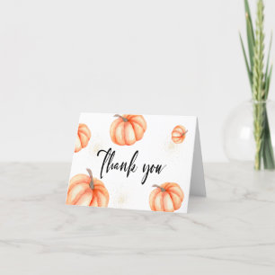 Gold Modern Minimalist Pumpkin Baby Shower  Thank You Card