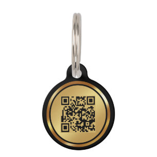 Gold   Modern, Minimalist, Stylish QR Code  Pet ID Tag