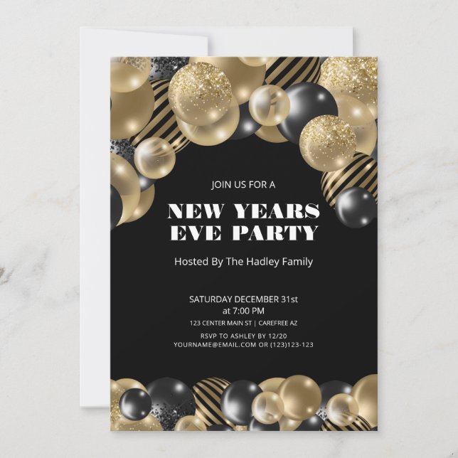 Gold Modern New Years Eve Invitation (Devant)