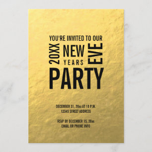 Gold Modern New Years Eve Party Invite