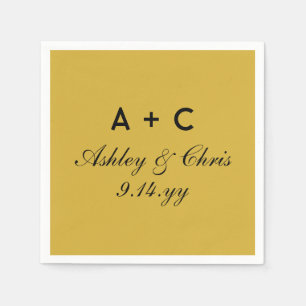 Gold Modern Personalized Wedding Reception Favour Napkin