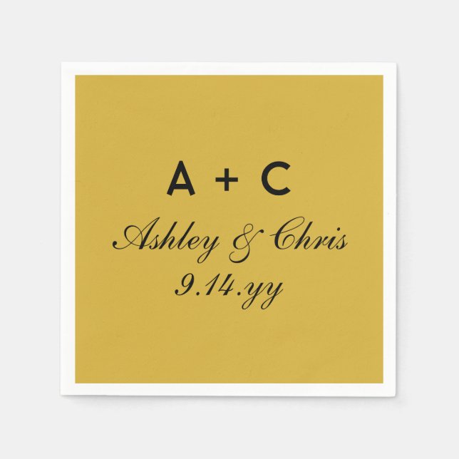Gold Modern Personalized Wedding Reception Favour Napkin (Front)