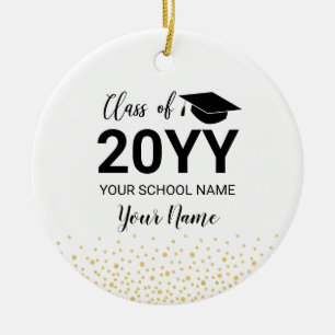 Gold Modern Photo Graduation Christmas Gift Ceramic Ornament