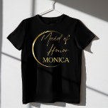 Gold modern scrip minimalist custom maid of honour T-Shirt<br><div class="desc">Gold modern scrip minimalist maid of honour gift personalized name T-Shirt ,  lovely matching shirt for a special day photoshoot and fun.</div>