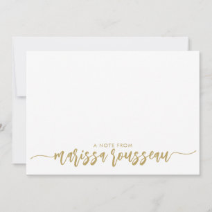 Gold Modern Script Name Personalized Note Card
