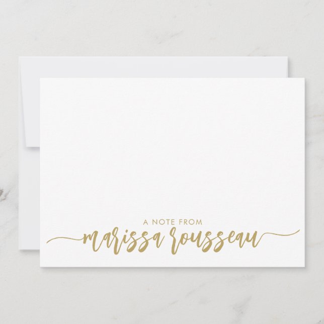 Gold Modern Script Name Personalized  Note Card (Front)