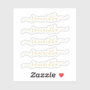 Gold Modern Script Personalized Name Sticker