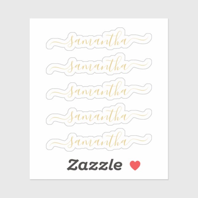 Gold Modern Script Personalized Name Sticker (Sheet)