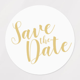 Gold Modern Script Wedding Save the Date  Labels