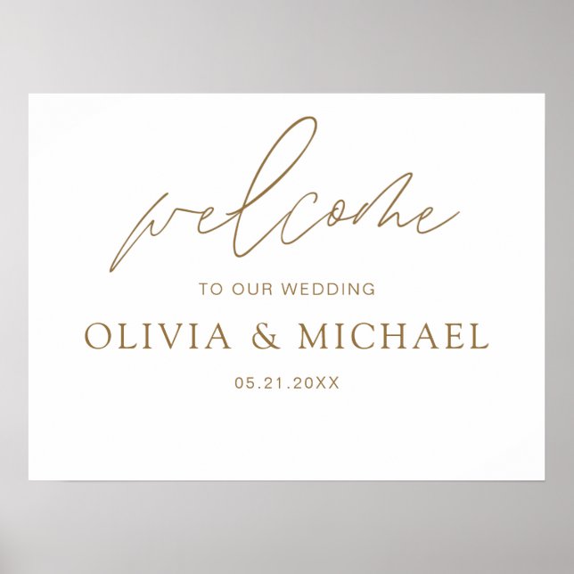 Gold Modern Script Wedding Welcome Elegant Foam Bo Poster (Front)