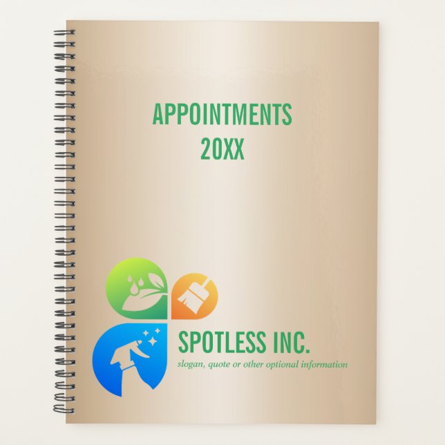 Gold Modern Trendy Cleaning services logo Planner (Front)