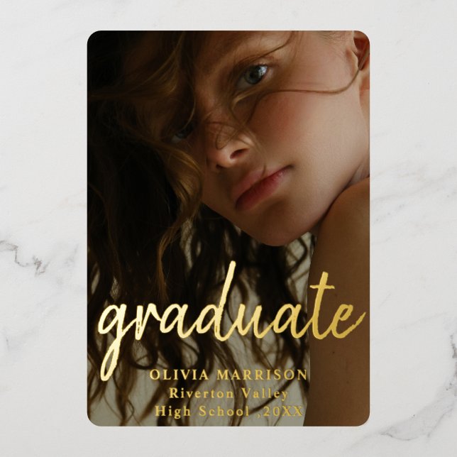 Gold Modern Typography 3 Photo Collage Graduation  (Front)