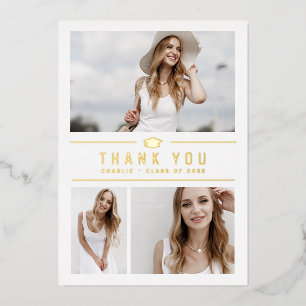 Gold Modern Typography 4 Photo Grad Thank You