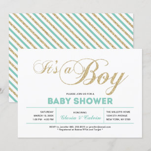 Gold Modern Typography It's a Boy Baby Shower Invitation