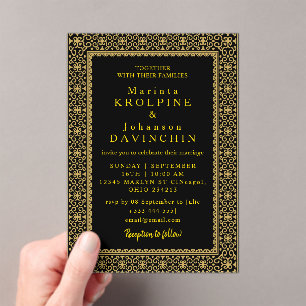 gold Modern Wedding  Acrylic Invitations