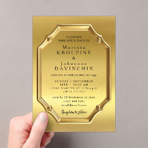 gold Modern Wedding  Acrylic Invitations