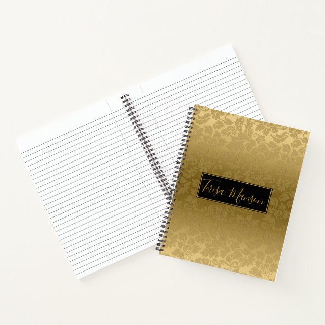 Gold Monochromatic Damasks Notebook (Inside)