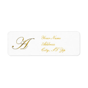 Gold Monogram A Return Address Labels