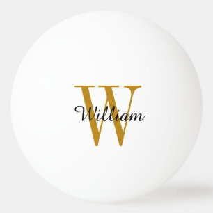 Gold Monogram and Name Personalized  Ping Pong Ball