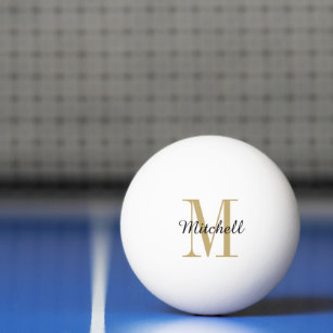 Gold Monogram and Name Personalized Ping Pong Ball