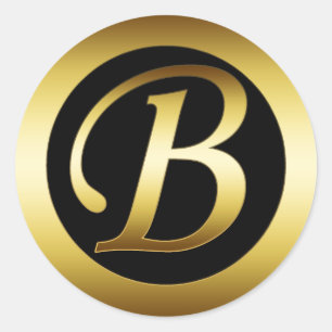 GOLD MONOGRAM B CLASSIC ROUND STICKER