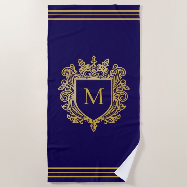 Gold Monogram Beach Towel (Front)