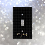 Gold Monogram Black Design Room Home Wall Decor  Light Switch Cover<br><div class="desc">Create your own custom, personalized, elegant faux gold script / typography monogram monogrammed, retro cool chic stylish geometric trendy black and grey harlequin diamond pattern background, ultra-durable acrylic nursery baby kids room light switch cover. Simply type in your name / initials / monogram, to customize. Perfect for boys' room /...</div>