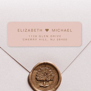 Gold Monogram Blush Pink Wedding Return Address