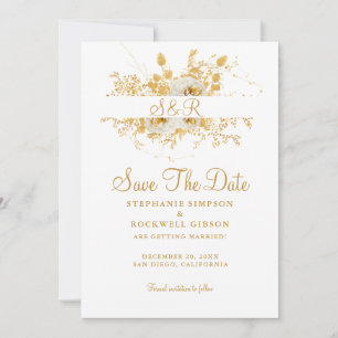 Gold Monogram Bride Groom Name Wedding Save The Date