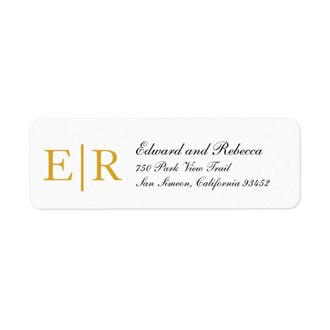 Gold Monogram Calligraphy Mariage Adresse de retou (Devant)