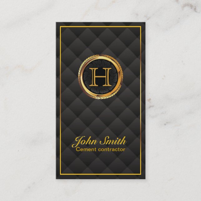 Gold Monogram Cement Contractor Business Card (Front)