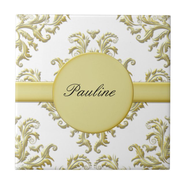 Gold Monogram Ceramic Tile (Front)