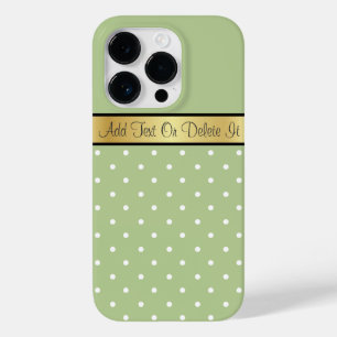 Gold Monogram Chic Margarita Green White PolkaDots Case-Mate iPhone 14 Pro Case