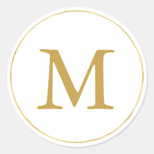 Gold Monogram Classic Round Sticker