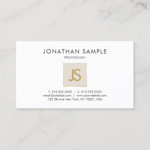 Gold Monogram Creative Clean Plain Trendy Business Card