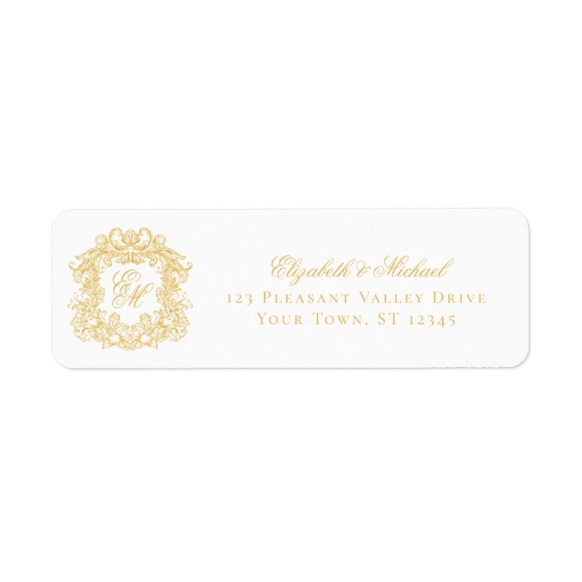 Gold Monogram Crest Wedding Return Address (Devant)